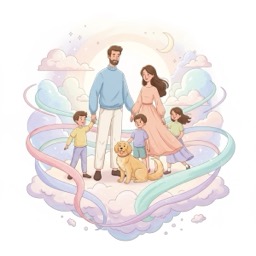 Aangepaste Familie Cartoon Portretten (Moderne Stijl)